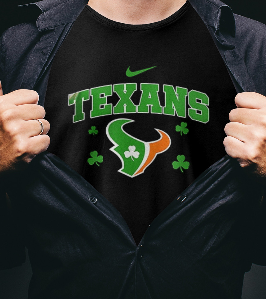 Houston Texans Irish Clover St. Patrick's Green Nike Fan Gear T-Shirt
