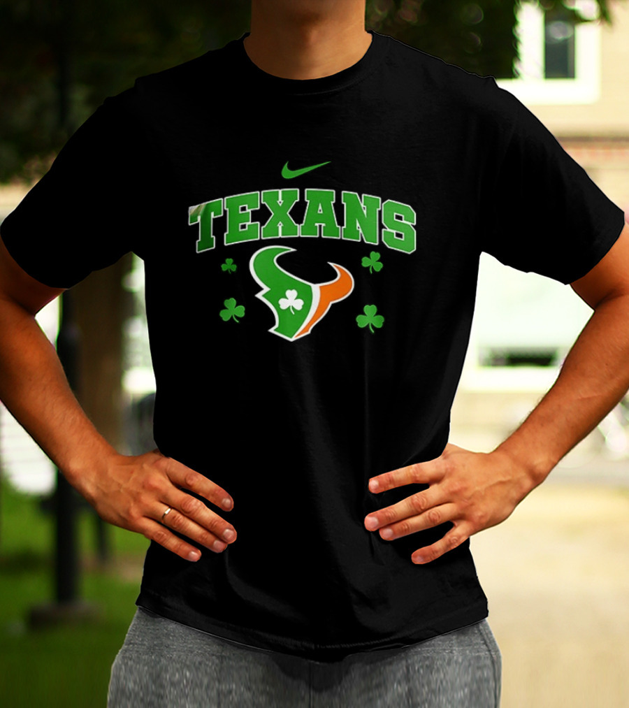 Houston Texans Irish Clover St. Patrick's Green Nike Fan Gear T-Shirt