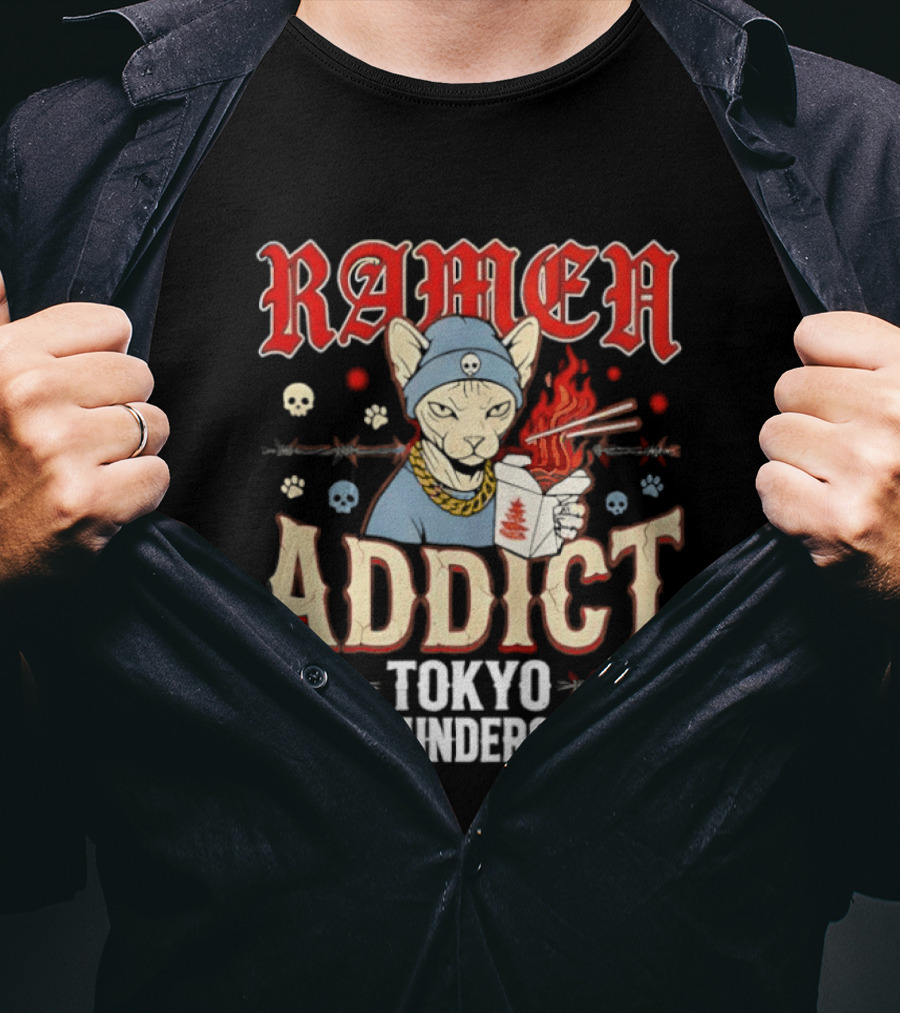 Ramen Addict Tokyo Underground Anime Style Eating Noodles Japan Culture T-Shirt