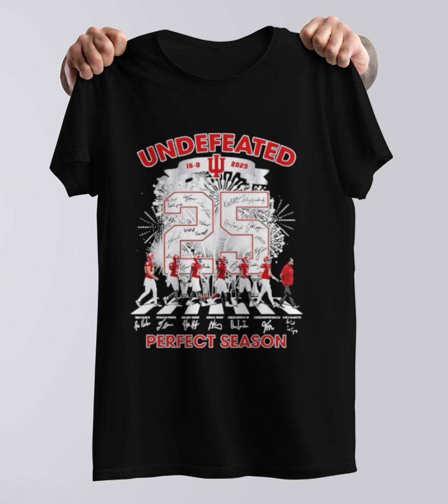 Undefeated Indiana Hoosiers 16 0 Perfect Season 2025 Abbey Road Signatures T-Shirt