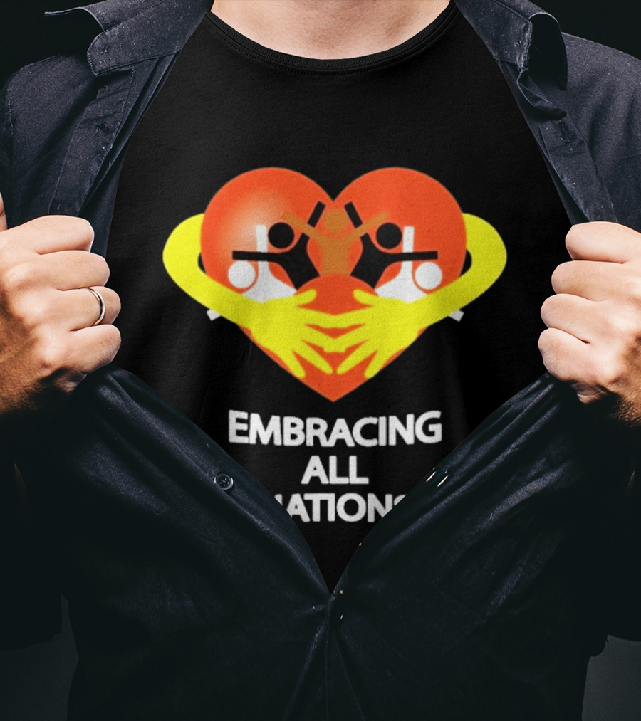 Embracing All Nations Heart With Unity And Yellow Arms T-Shirt