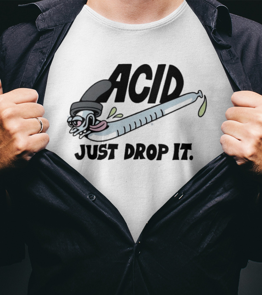 Acid Just Drop It Cartoon Worm T-Shirt