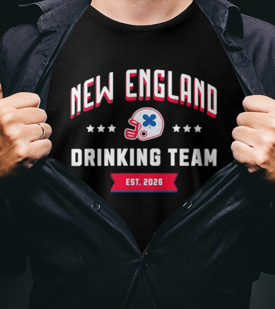 New England Drinking Team Est 2026 Football Helmet Four Stars T-Shirt