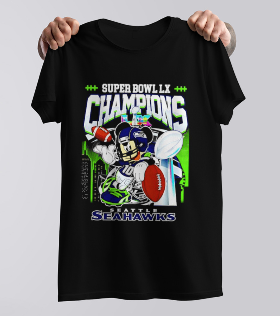 Super Bowl XLVIII Champions Mickey Mouse Seattle Seahawks T-Shirt
