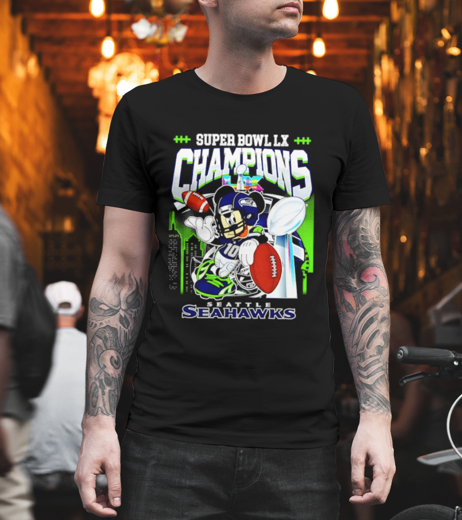 Super Bowl XLVIII Champions Mickey Mouse Seattle Seahawks T-Shirt