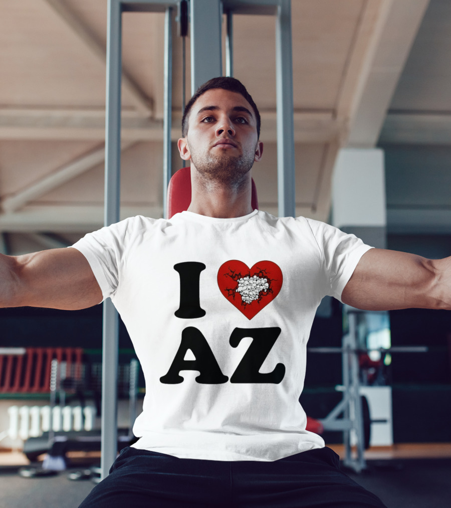 I Heart AZ Skull Filled Red Heart T-Shirt