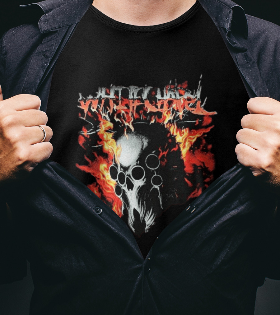 Whitechapel Inferno Skull Flames Grunge T-Shirt