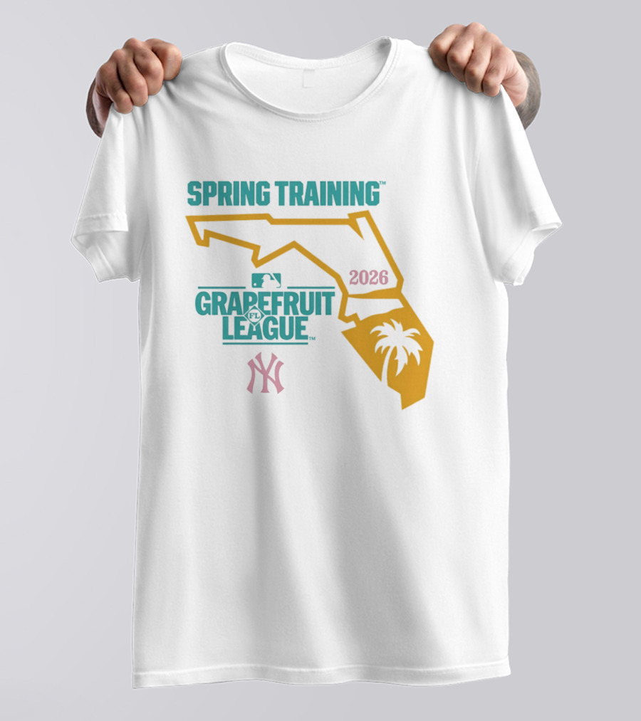 Spring Training New York Yankees Grapefruit League 2026 Florida Map Palm Tree T-Shirt