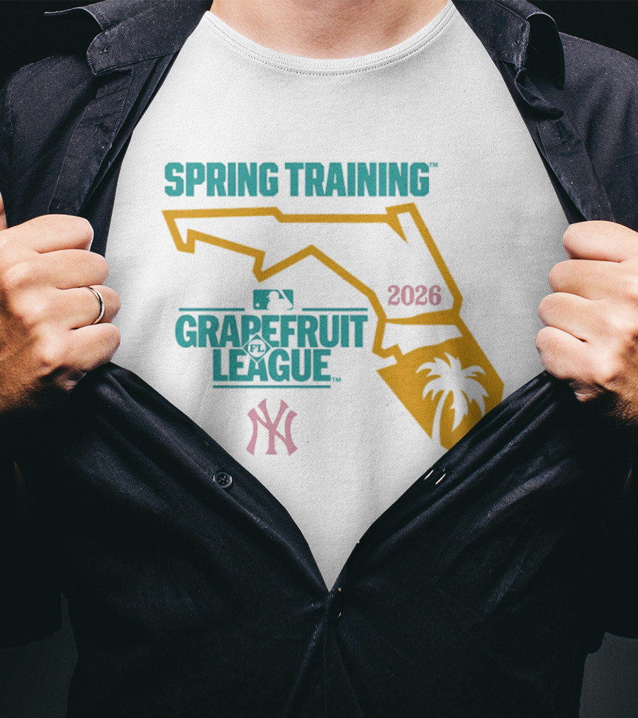 Spring Training New York Yankees Grapefruit League 2026 Florida Map Palm Tree T-Shirt