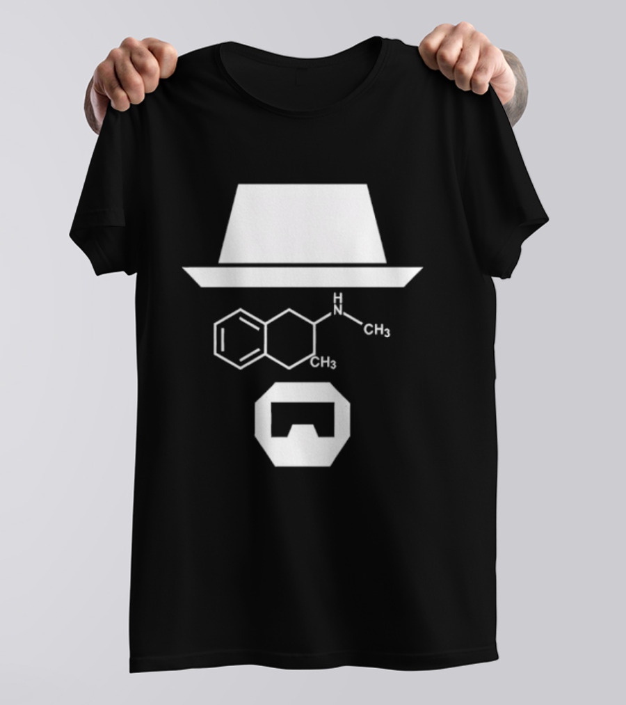 Heisenberg Hat And Methamphetamine Molecule Chemistry Breaking Bad T-Shirt