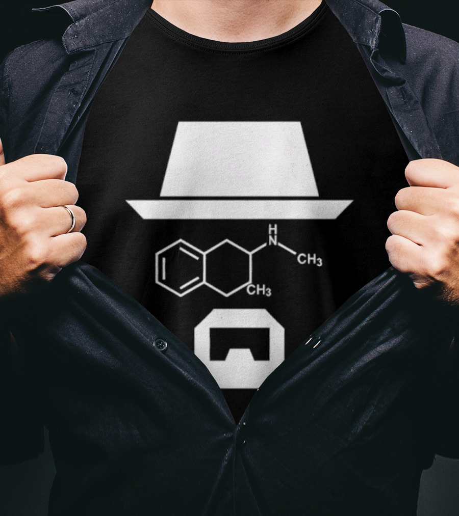 Heisenberg Hat And Methamphetamine Molecule Chemistry Breaking Bad T-Shirt
