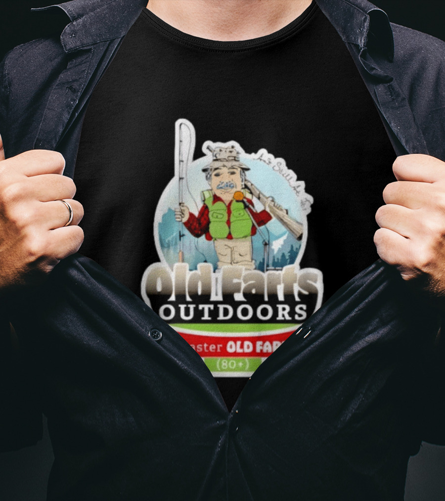 Old Farts Outdoors Master Old Fart 80 Plus Senior Fishing Adventure T-Shirt