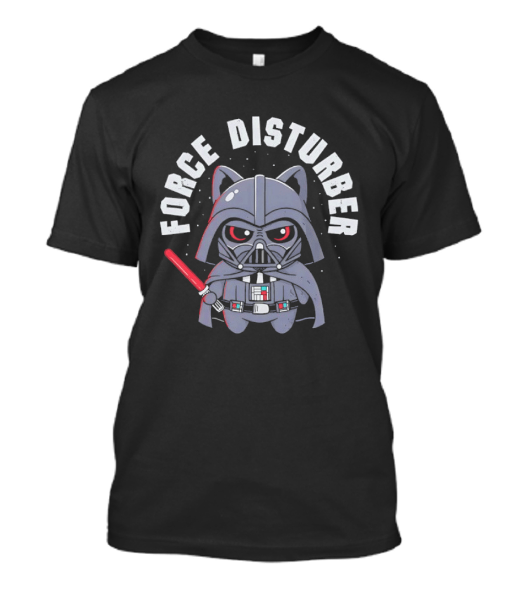 Force Disturber Cat In Darth Vader Costume With Lightsaber T-Shirt