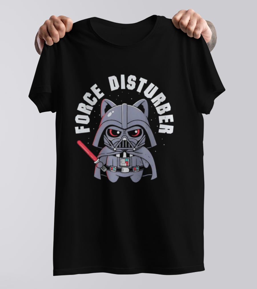 Force Disturber Cat In Darth Vader Costume With Lightsaber T-Shirt