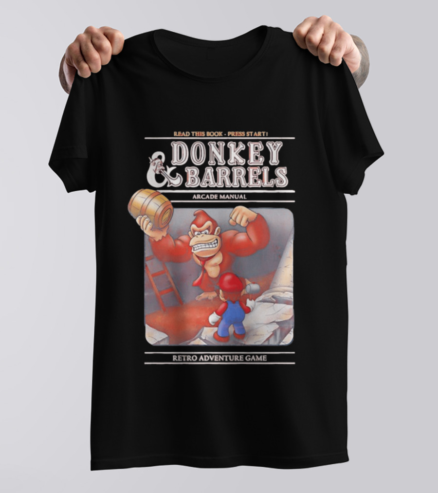 Read This Book Press Start Donkey And Barrels Arcade Manual Classic Video Game T-Shirt