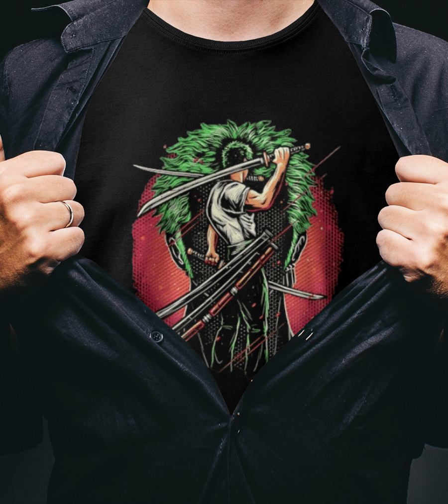 Roronoa Zoro One Piece Green Haired Swordsman Epic Battle Stance T-Shirt