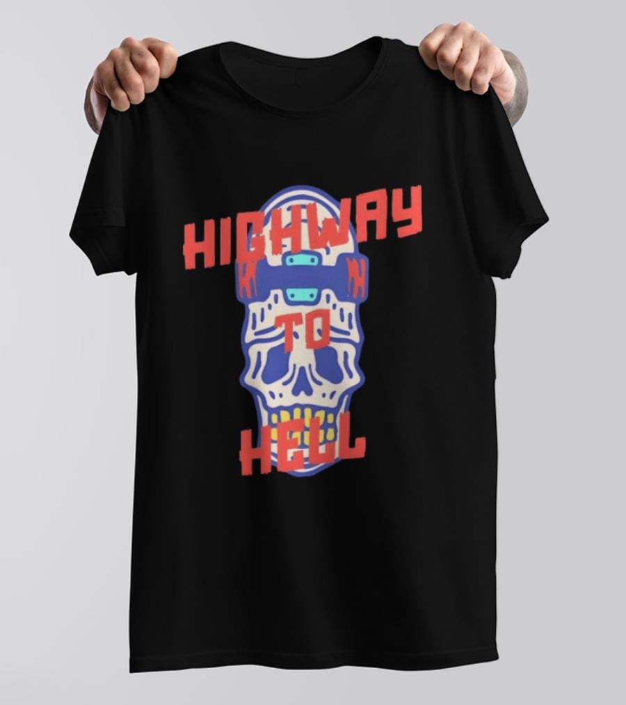 Skeleton Highway To Hell Skateboard Skull T-Shirt