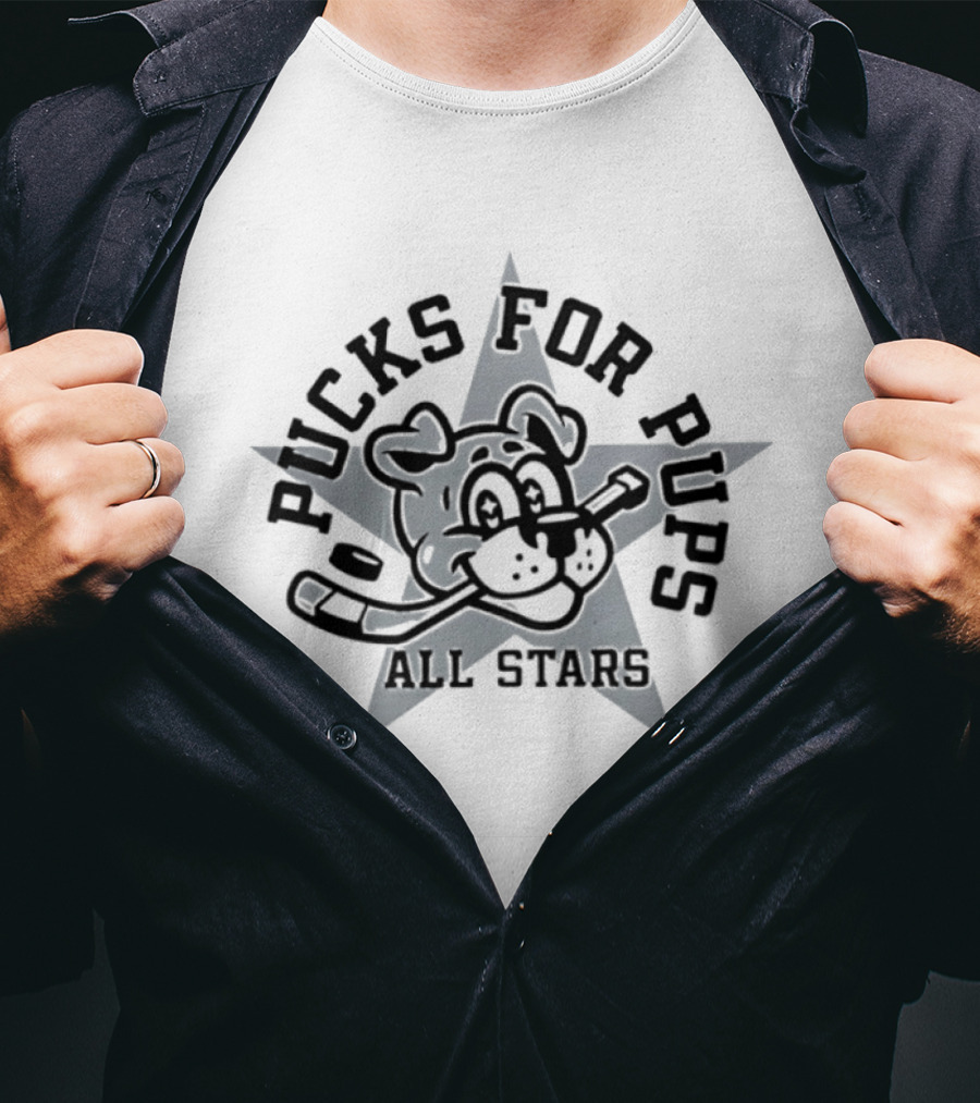 Pucks For Pups All Stars Hockey Dog Star Team T-Shirt