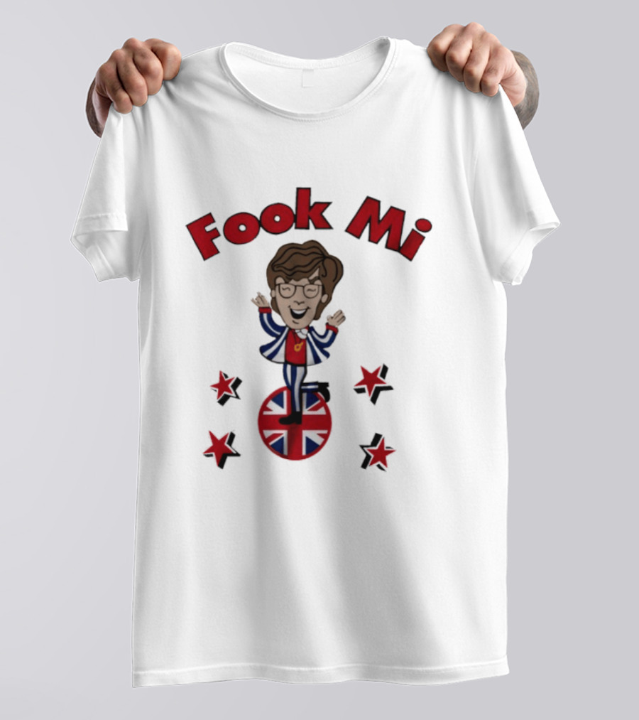 Fook Mi Austin Powers British Flag Character With Red Stars T-Shirt