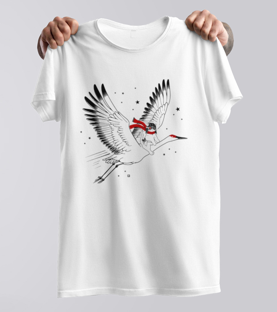 Gary Riding Crane With Stars And Red Accents T-Shirt