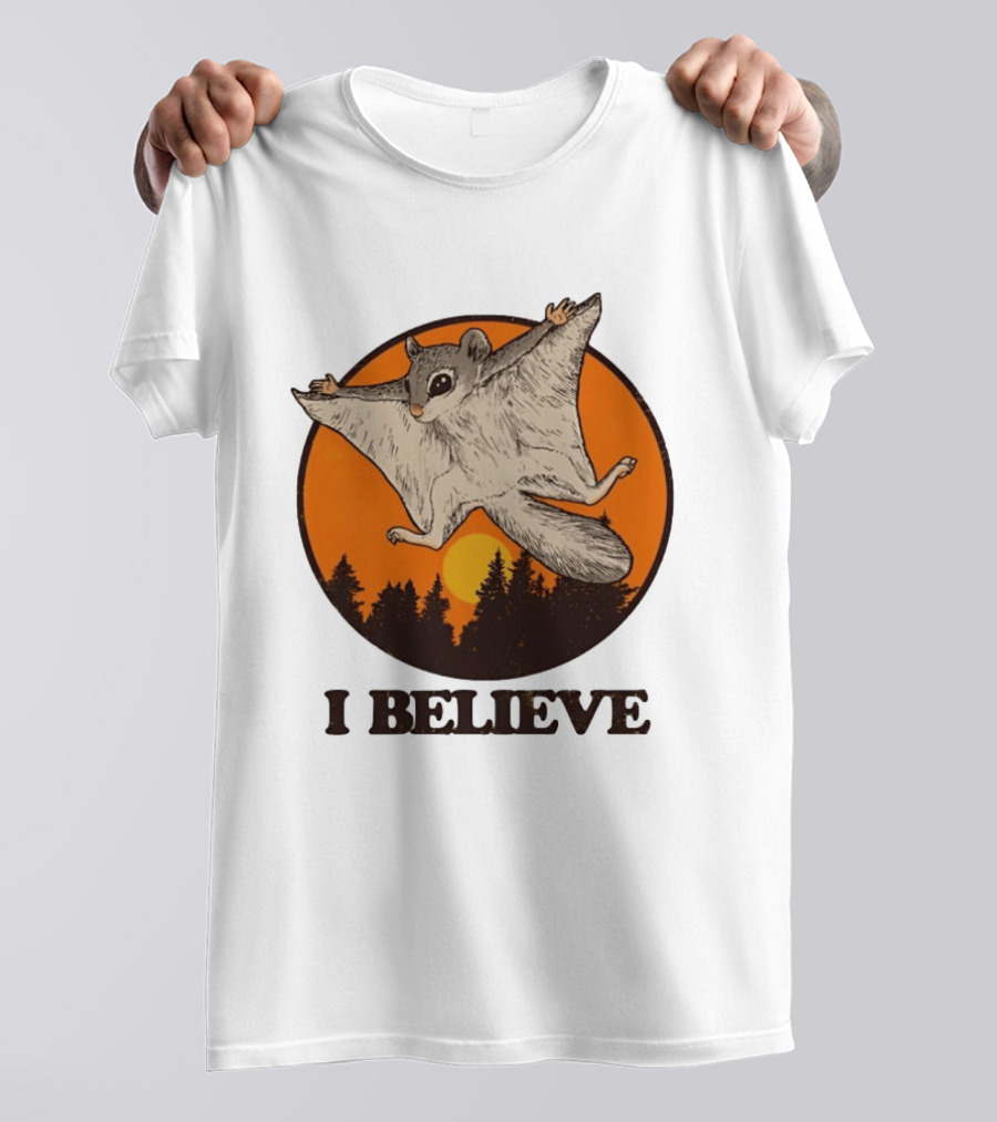 I Believe Flying Squirrel Sunset T-Shirt