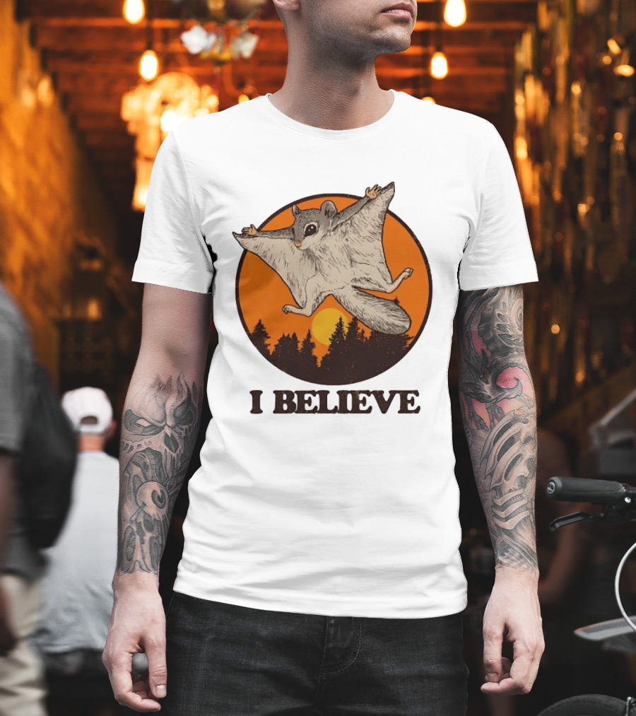 I Believe Flying Squirrel Sunset T-Shirt