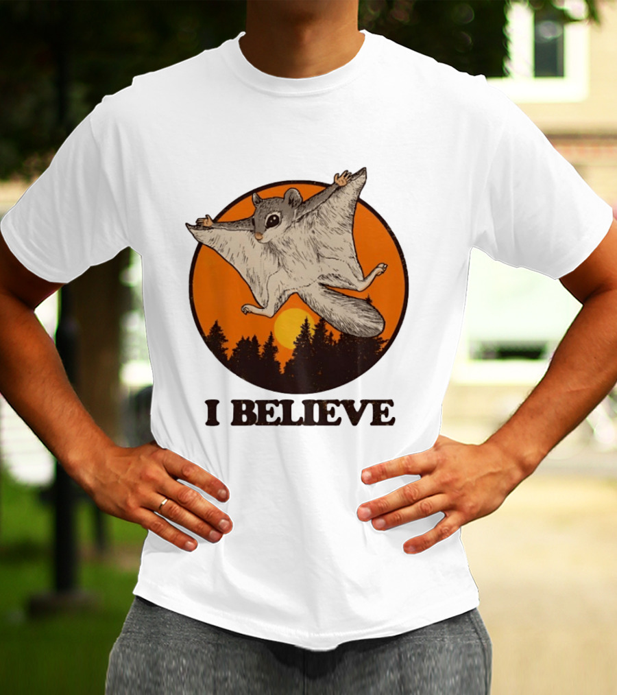 I Believe Flying Squirrel Sunset T-Shirt