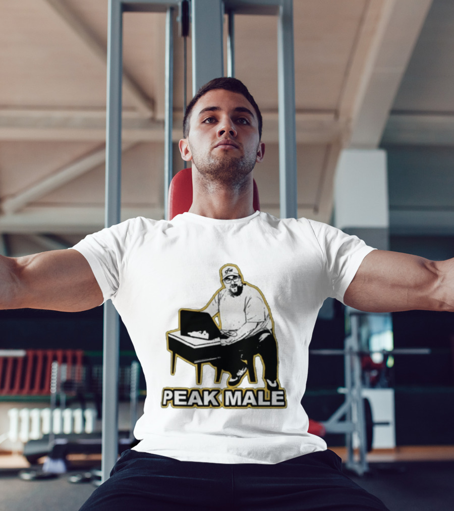 PEAK MALE Bearded Man Sitting At Desk Sketch T-Shirt