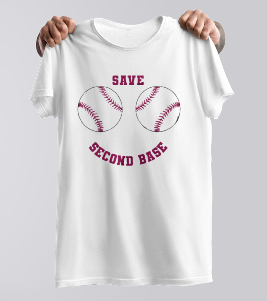 Save Second Base Breast Cancer Awareness Baseball T-Shirt