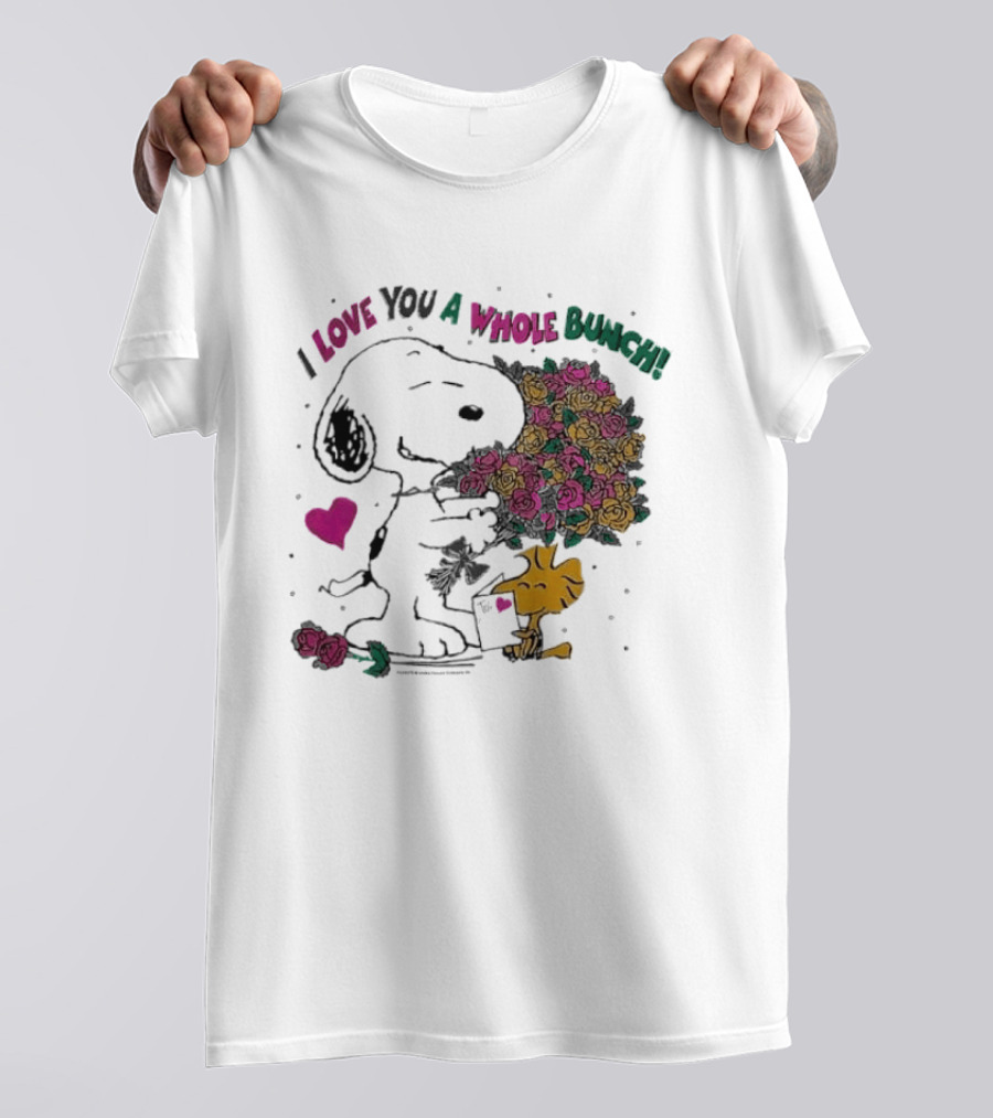 Snoopy I Love You A Whole Bunch Bouquet For Woodstock T-Shirt