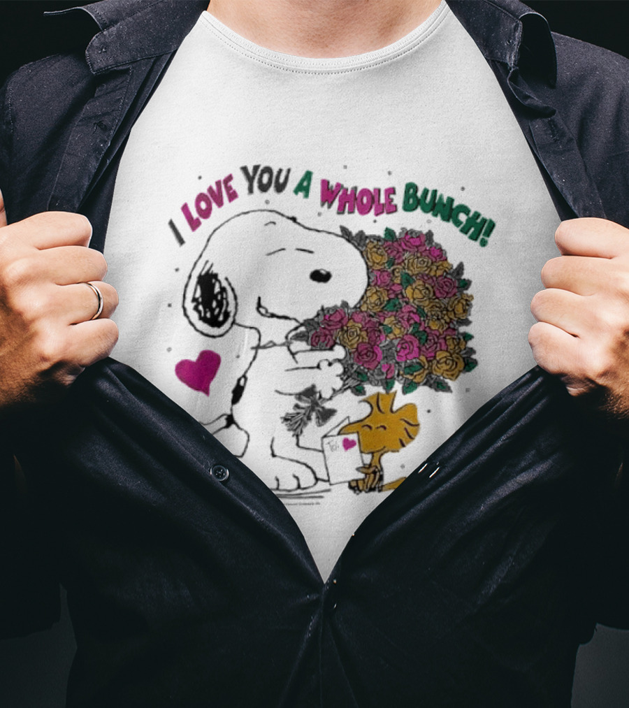 Snoopy I Love You A Whole Bunch Bouquet For Woodstock T-Shirt