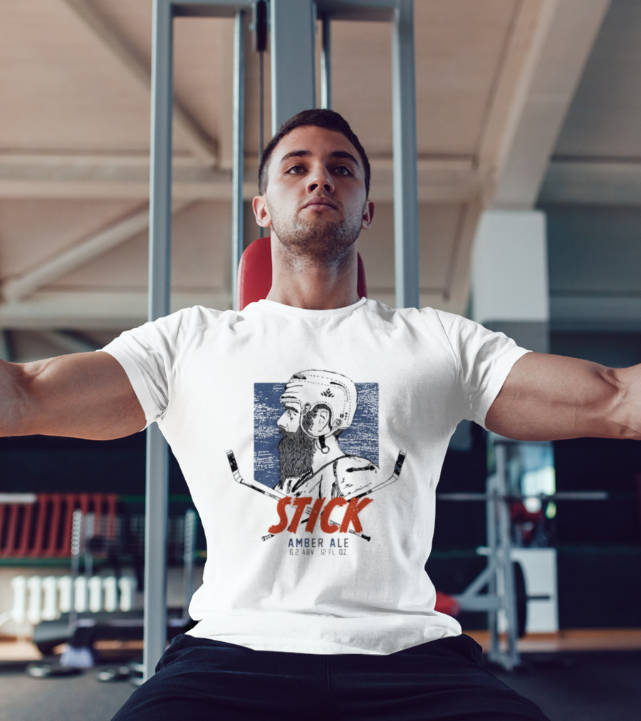 Stick Amber Ale 6.2 ABV 12 FL OZ Hockey And Beard T-Shirt