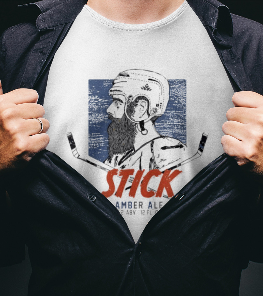 Stick Amber Ale 6.2 ABV 12 FL OZ Hockey And Beard T-Shirt
