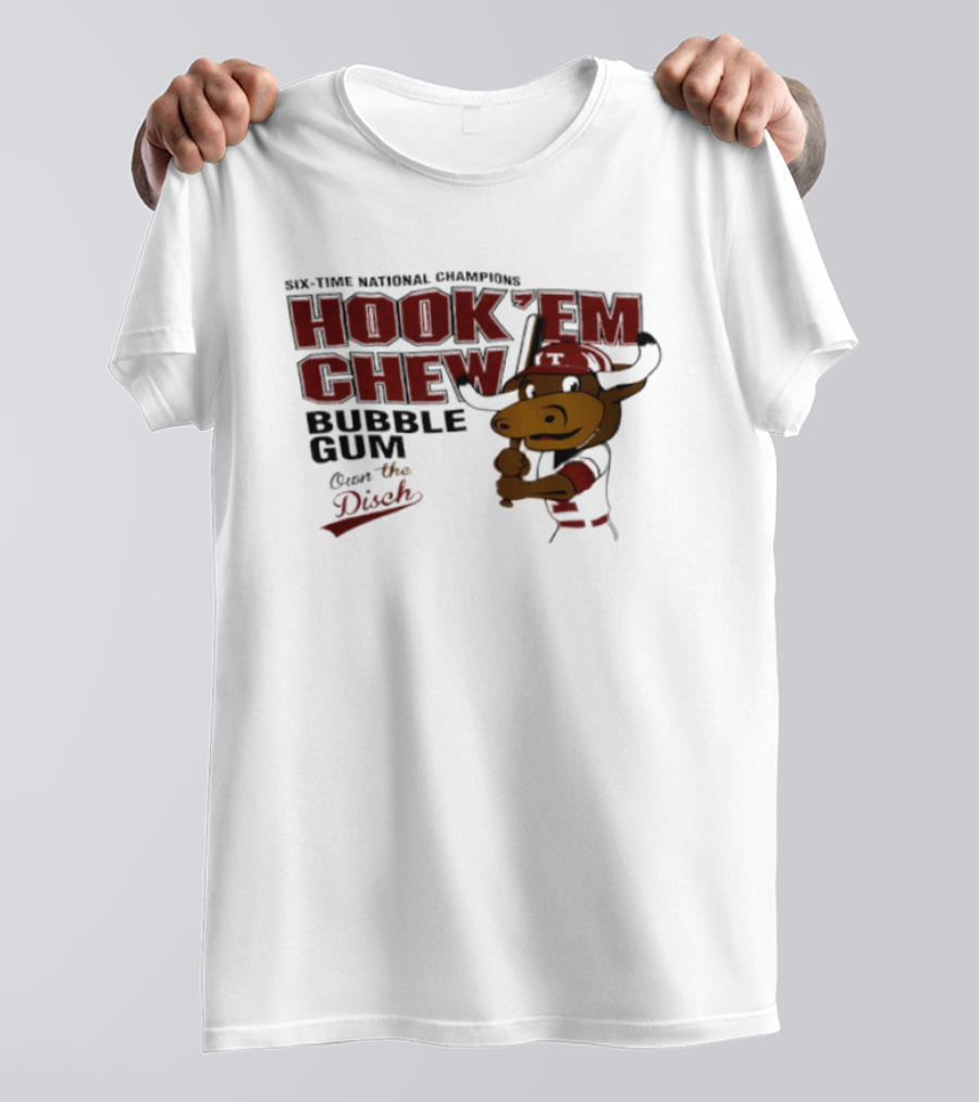 Texas Longhorns Hook 'Em Chew Bubble Gum Own The Disch Baseball T-Shirt