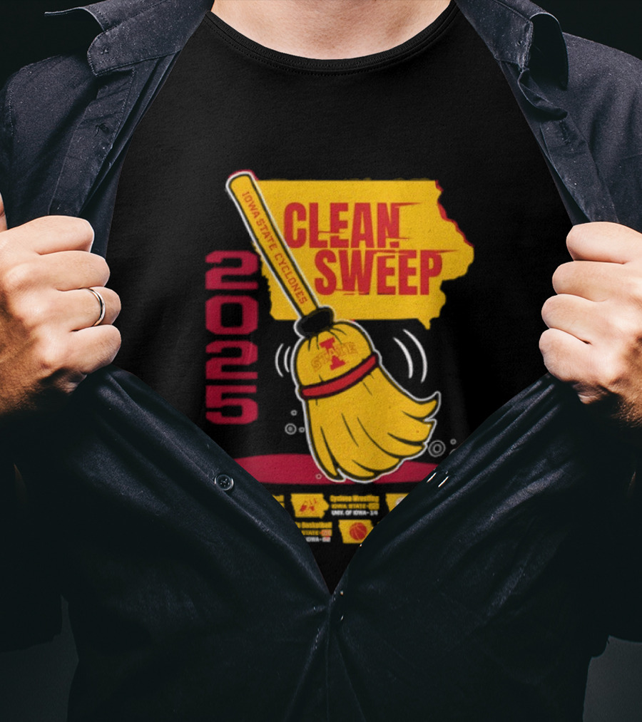Iowa State Cyclones Clean Sweep 2025 Basketball Wrestling Volleyball Football T-Shirt