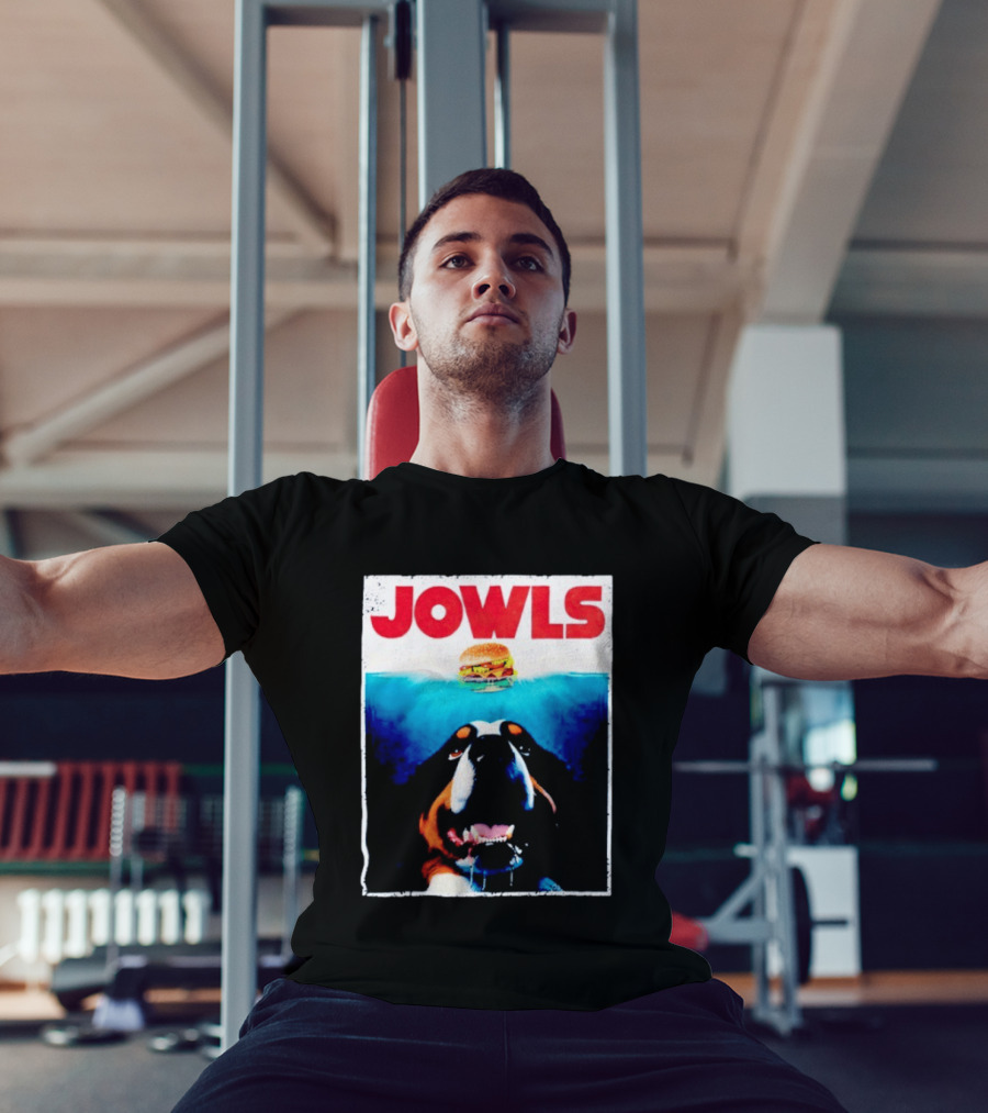 JOWLS Bernese Mountain Dog Burger Parody Jaws Movie T-Shirt
