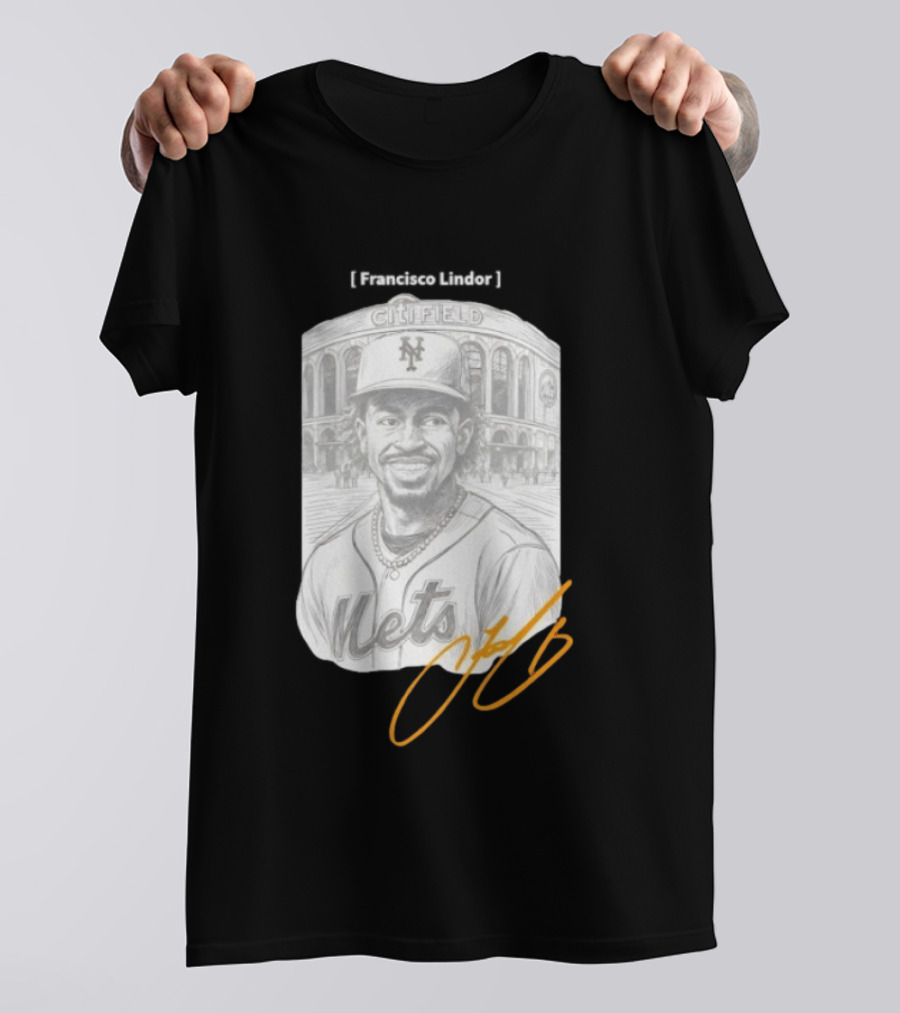 Francisco Lindor New York Mets Citi Field Signature T-Shirt