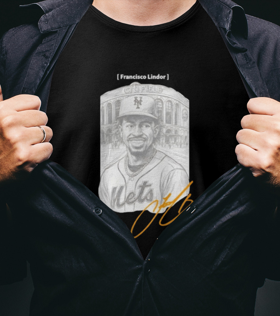 Francisco Lindor New York Mets Citi Field Signature T-Shirt