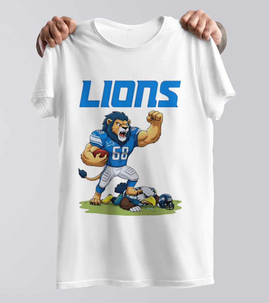 Detroit Lions Dominating Seahawks Rivalry Mascot Showdown T-Shirt