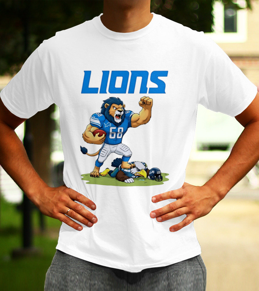 Detroit Lions Dominating Seahawks Rivalry Mascot Showdown T-Shirt