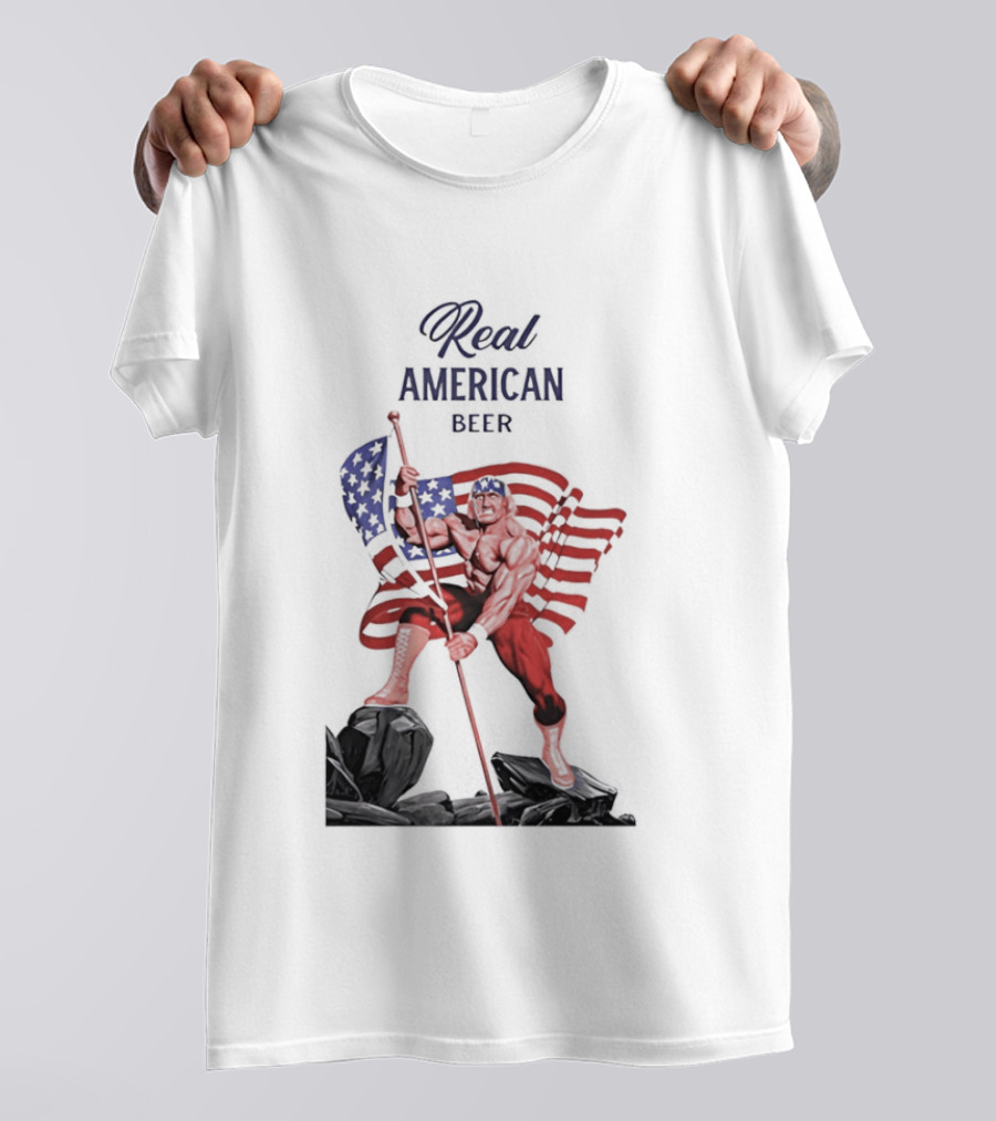 Real American Beer Hulk Hogan US Flag T-Shirt