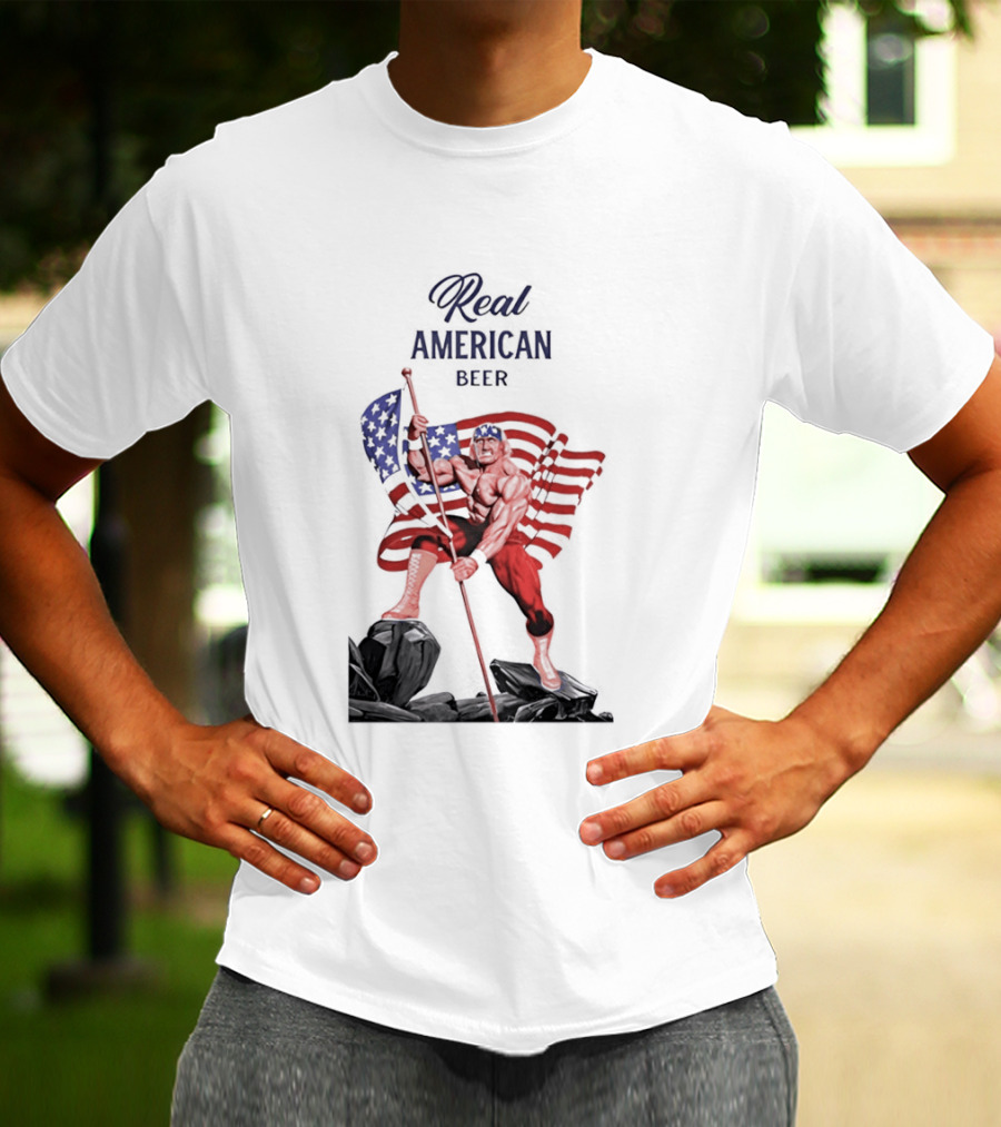 Real American Beer Hulk Hogan US Flag T-Shirt