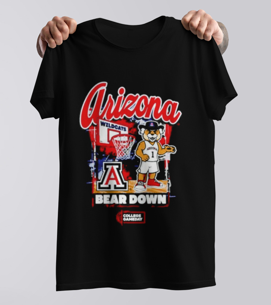 Arizona Wildcats Bear Down Basketball Mascot College Gameday T-Shirt