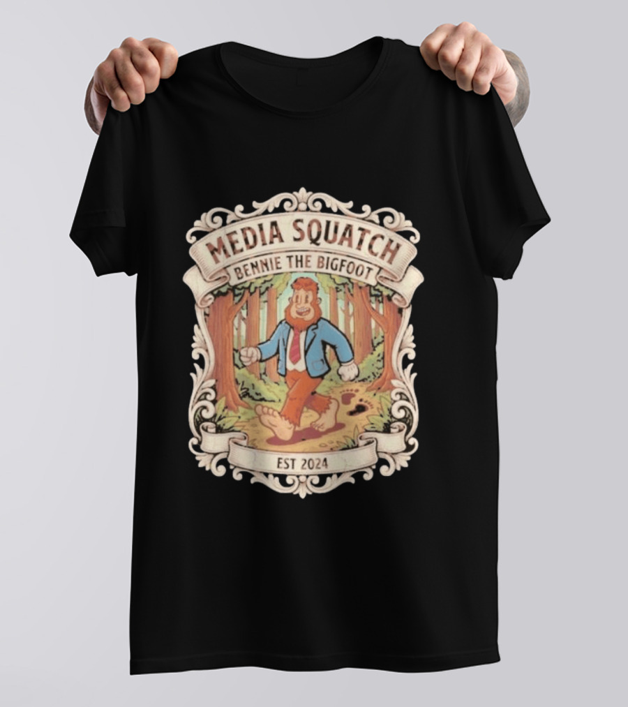 Media Squatch Bennie The Bigfoot Walking Forest EST 2024 T-Shirt