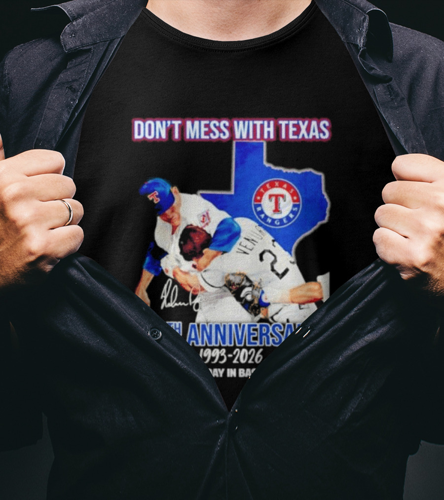 Nolan Ryan Robin Ventura Texas Rangers 33rd Anniversary 1993 2026 Baseball History T-Shirt