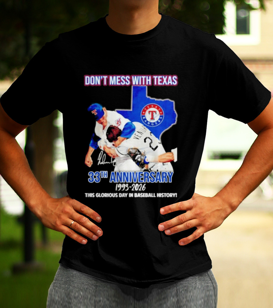 Nolan Ryan Robin Ventura Texas Rangers 33rd Anniversary 1993 2026 Baseball History T-Shirt