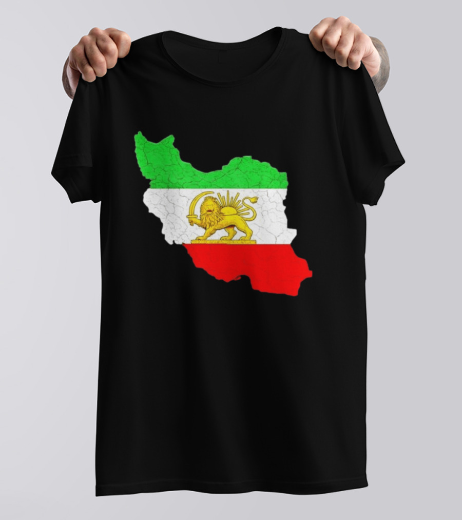 Iran Map With Lion And Sun Persian Heritage T-Shirt