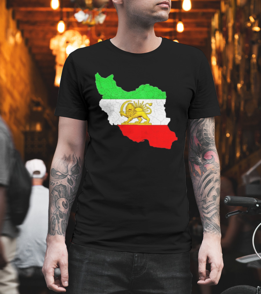 Iran Map With Lion And Sun Persian Heritage T-Shirt