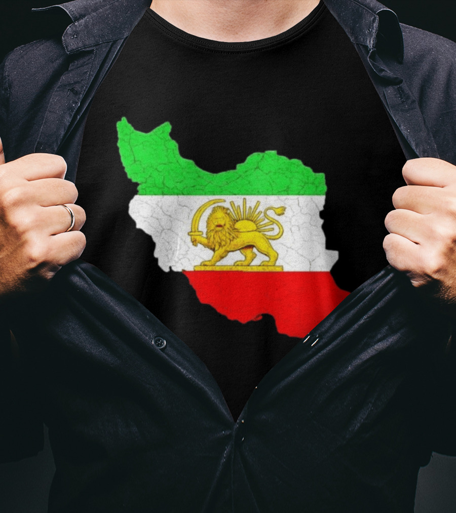 Iran Map With Lion And Sun Persian Heritage T-Shirt