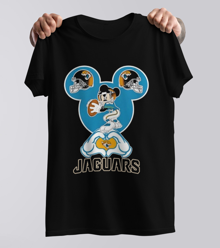 Mickey Mouse Jacksonville Jaguars Football Love Hands T-Shirt